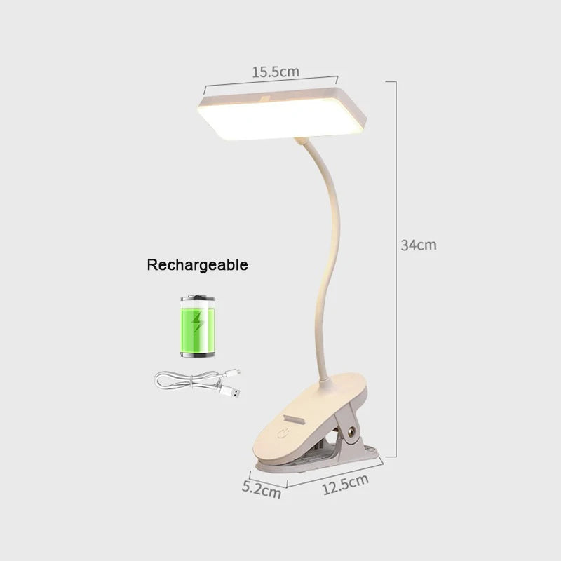 ClipGlow USB Rechargeable LED Reading Light – Touch Dimmable Clip & Magnetic Desk Lamp
