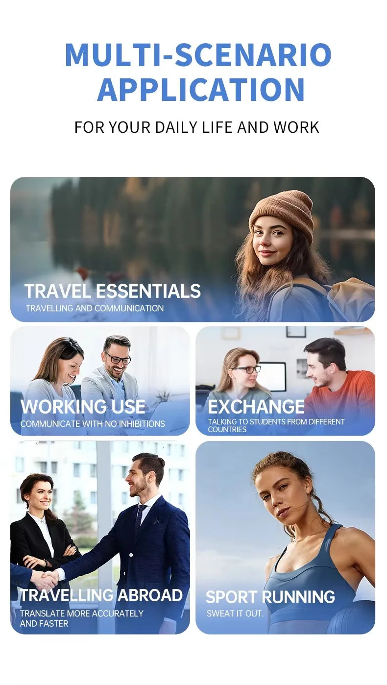 UYUXIO AI Translator Earbuds – 144 Languages Real-Time Translation, OWS Design