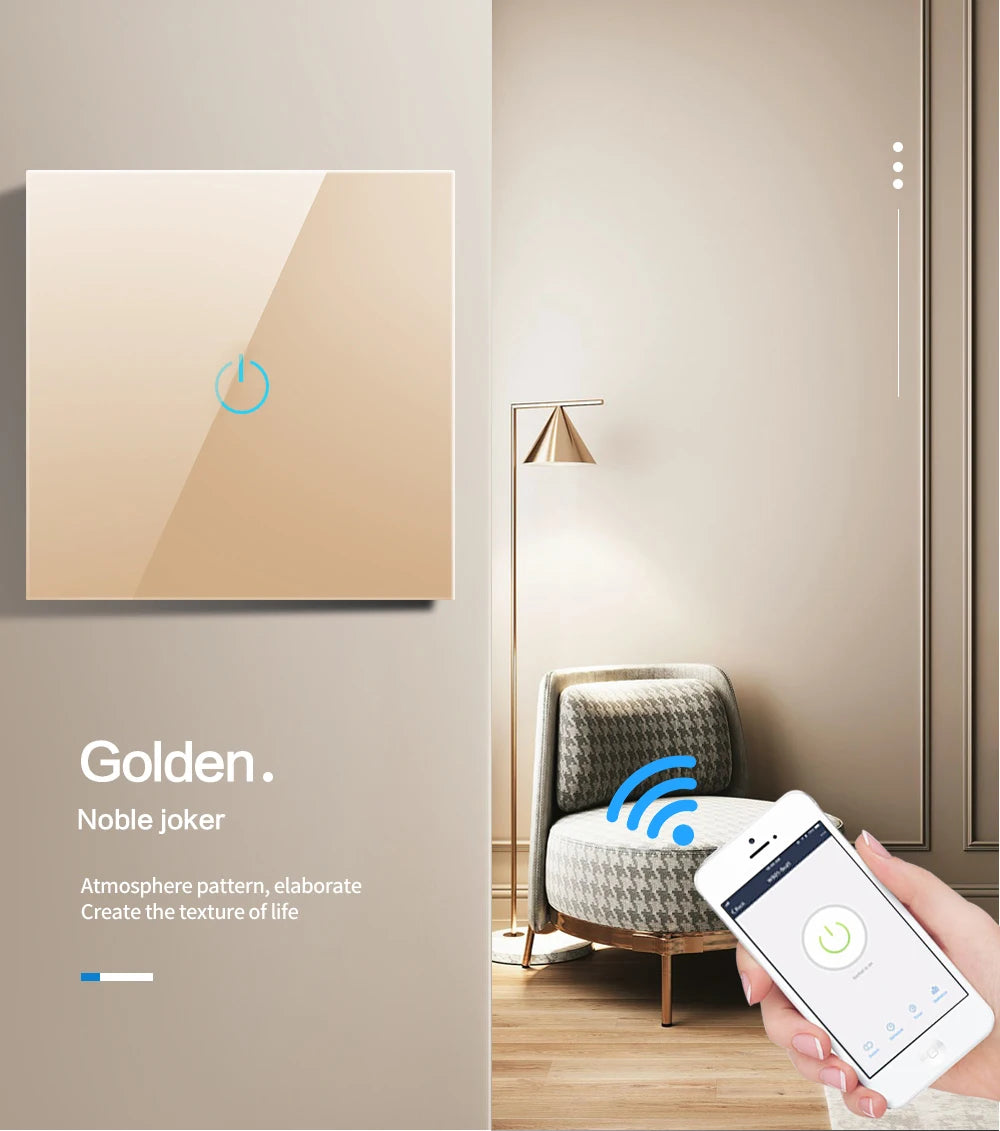 BONDA Smart Switch Alexa RF433 No Neutral Tuya Control Works With Google 1/2/3 Gang Smart Life Home Light WiFi Touch Switches 86