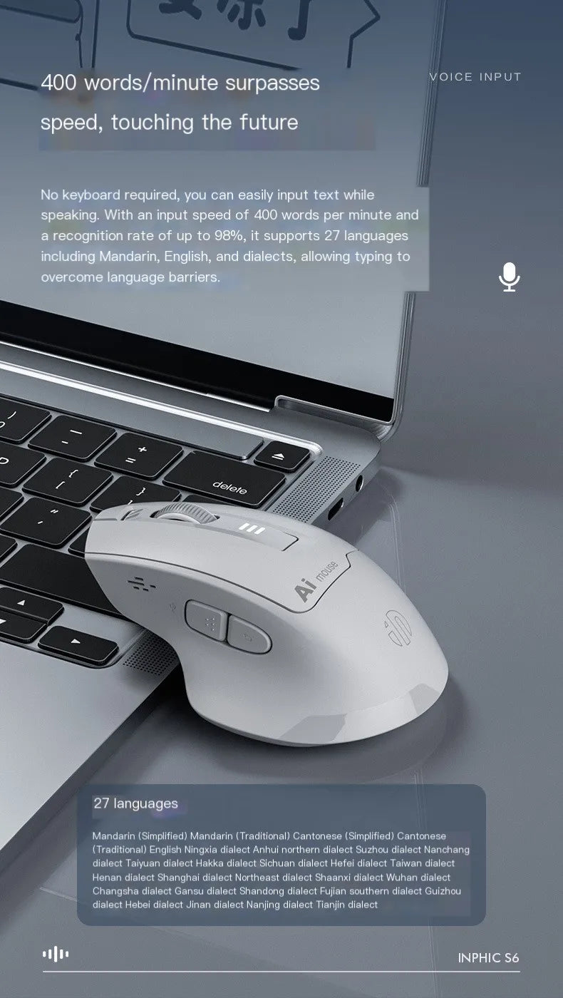 VoiceClick AI Voice Mouse – Wireless Dual-Mode, Voice Typing & Silent Click