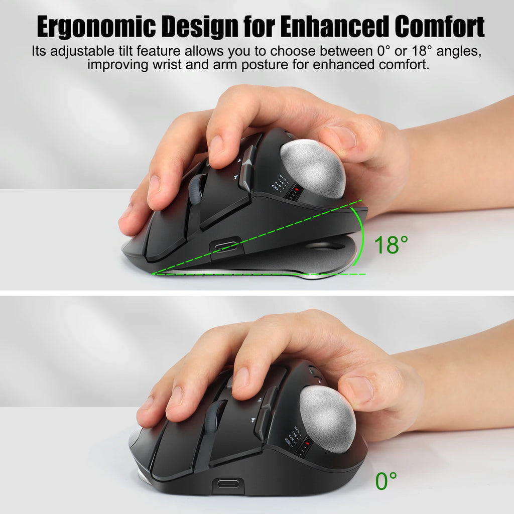 Lefon Trackball Mouse – Bluetooth Ergonomic 2.4G Wireless Rechargeable for PC & Office