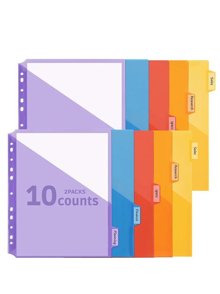 PocketDivide 10-Pack A4 Binder Dividers with Pockets & Tabs – 5 Colour Set
