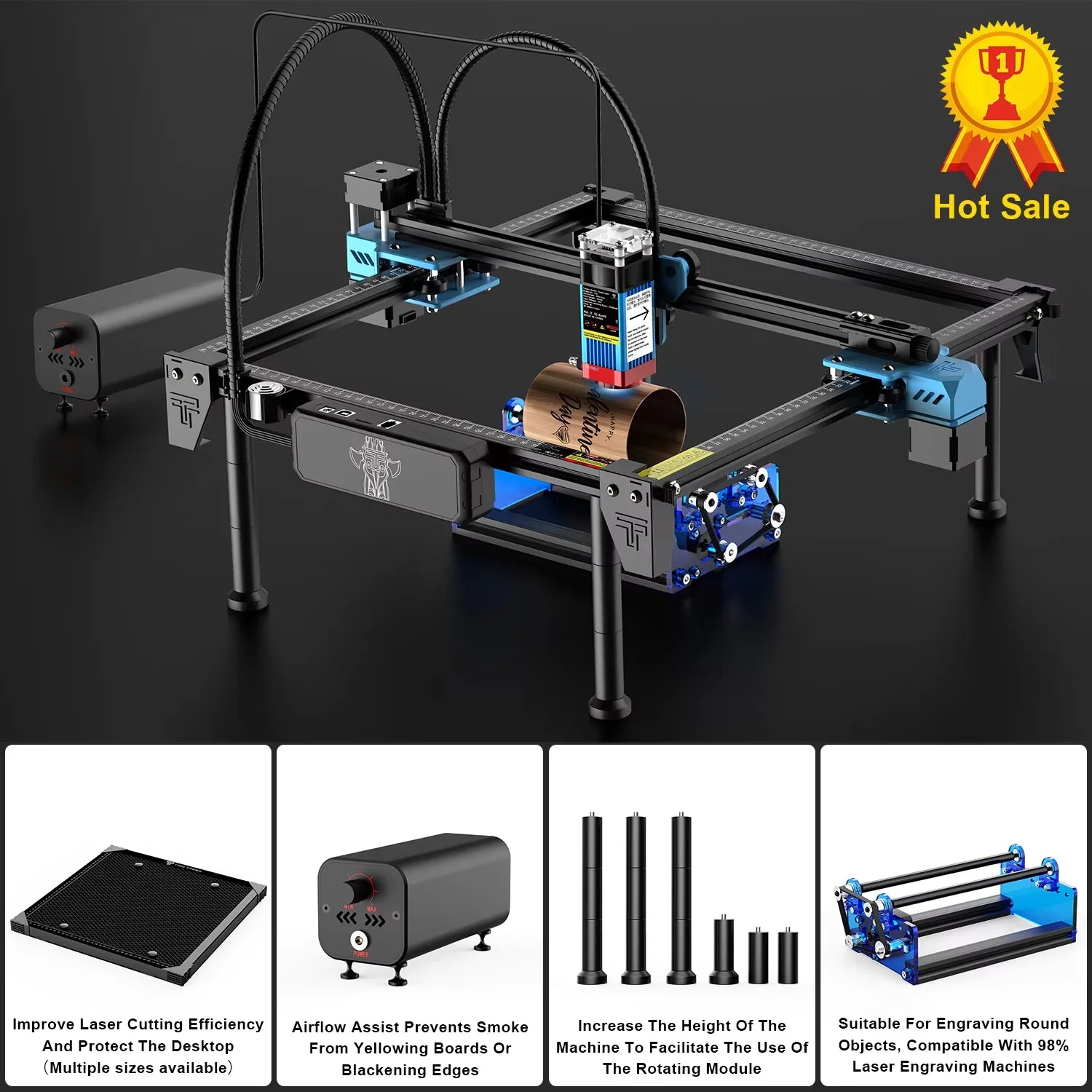 TwoTrees TTS-55 Pro 80W Laser Engraver – WiFi, Offline Control & 445nm Blue Light CNC
