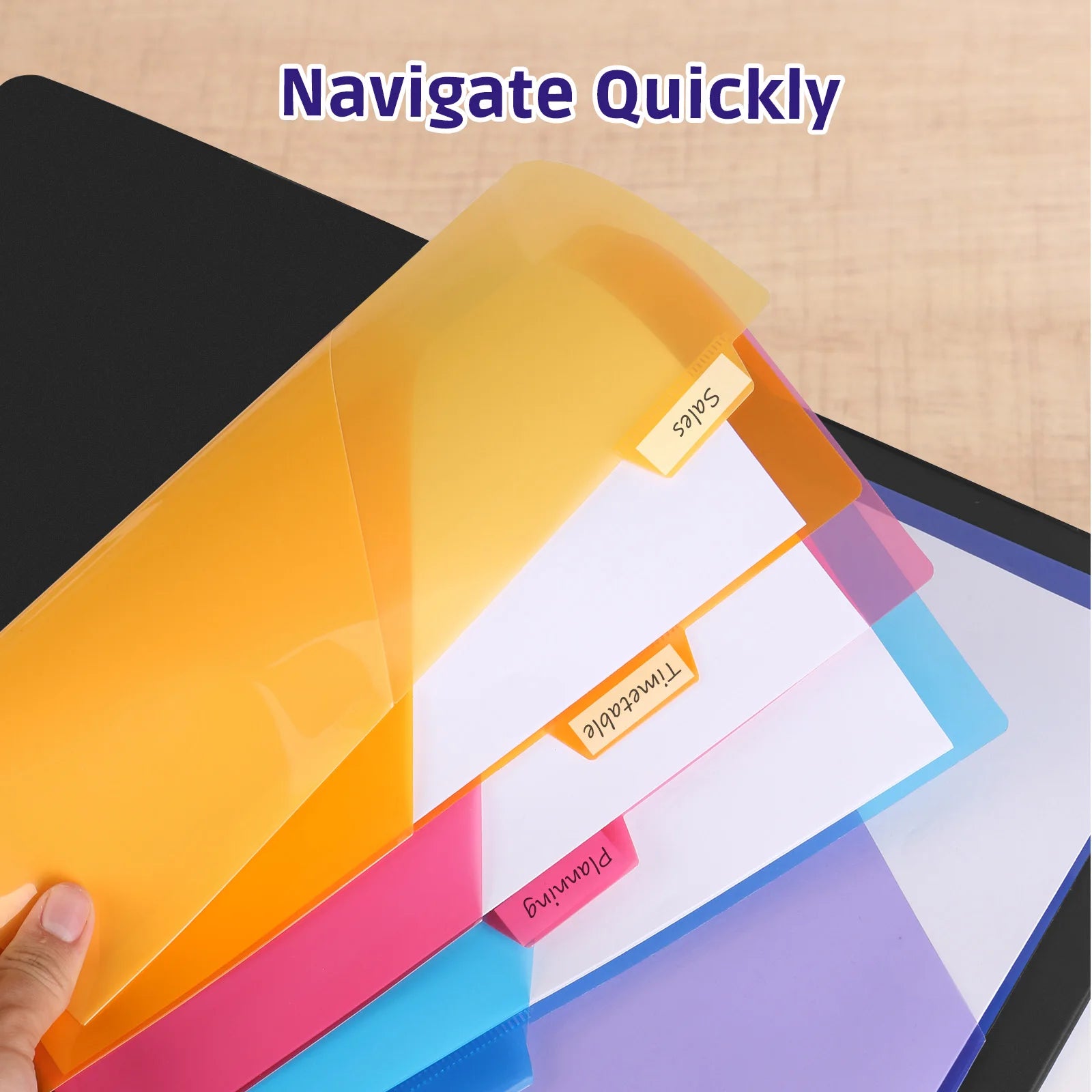 PocketDivide 10-Pack A4 Binder Dividers with Pockets & Tabs – 5 Colour Set