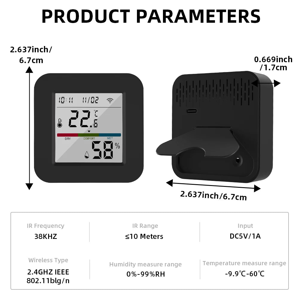 Tuya Smart Universal IR Remote – WiFi, Temperature & Humidity Sensor
