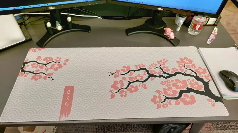 Sakura Bloom XL Desk Mat – Pink Cherry Blossom Gaming Mouse Pad (Extended Keyboard Mat)