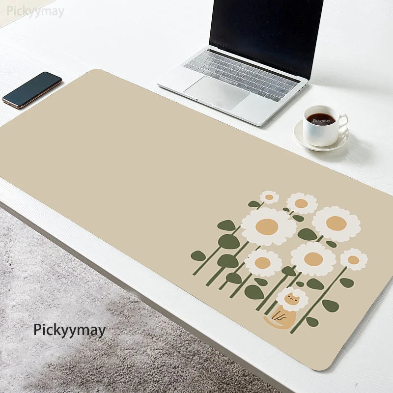 Kawaii Garden XL Desk Mat – Cute Plants & Cat Gaming Mouse Pad (900×400mm)