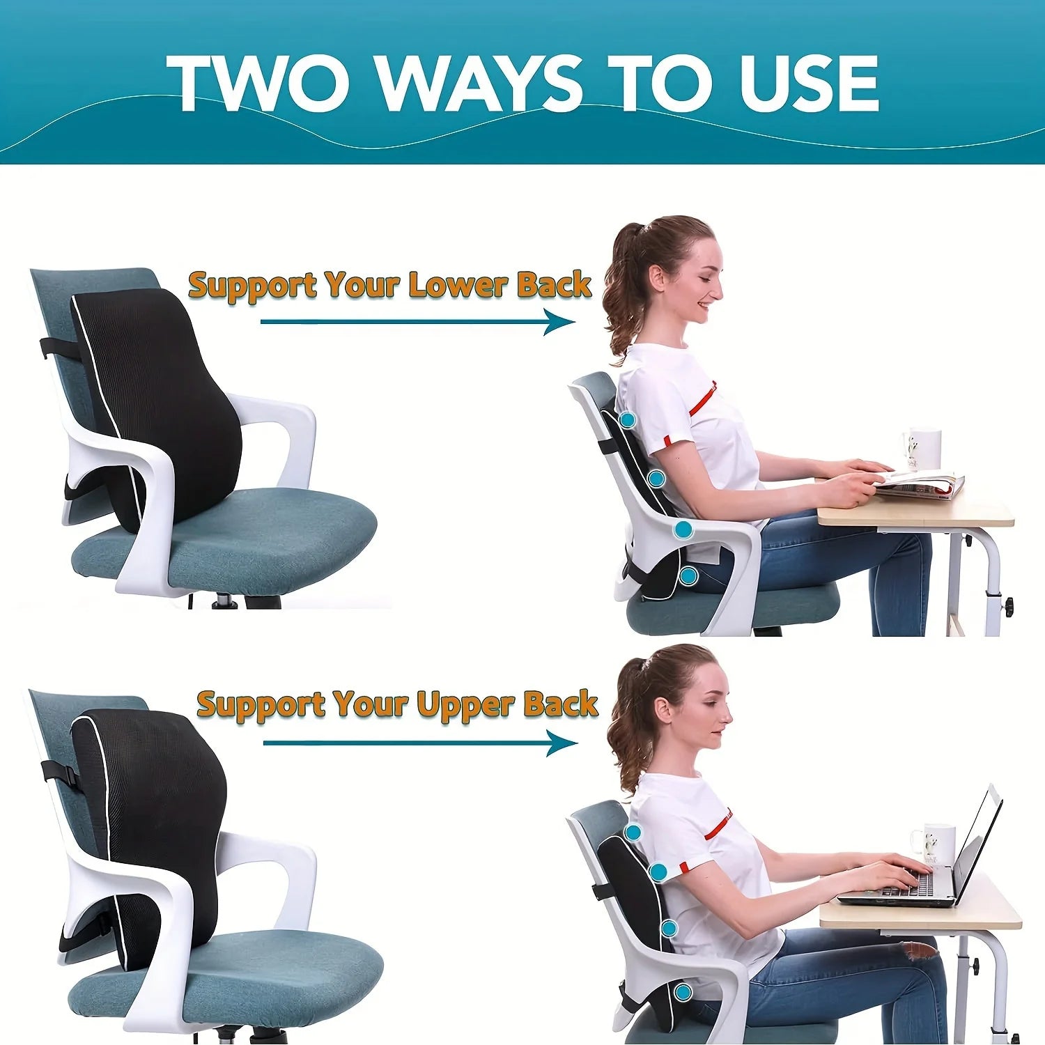 LumbarPro Ergonomic Memory Foam Lumbar Support Back Cushion