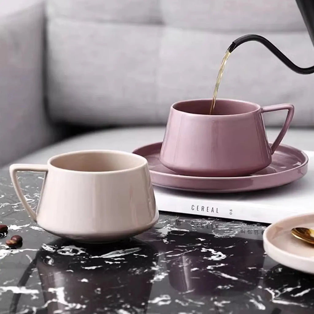 SaucerSip 320ml Ceramic Coffee Cup & Saucer – Elegant Office Tea Set