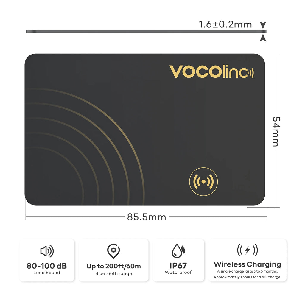 VOCOlinc Bluetooth Tracking Card – Wireless Global Locator for Find My (iOS)