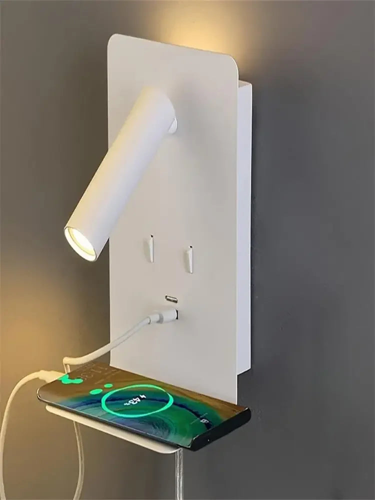 WallRead LED Wall Light – USB Charging Port, Phone Stand & Minimalist Bedside Reading Light