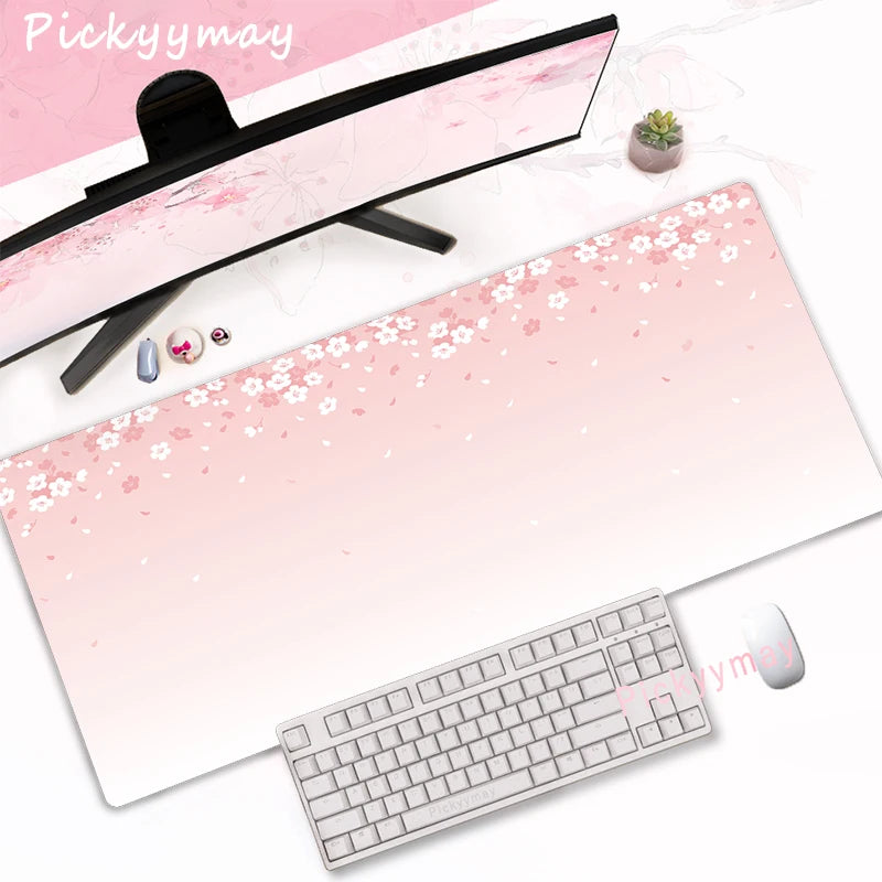 Sakura Bloom XL Desk Mat – Pink Cherry Blossom Gaming Mouse Pad (Extended Keyboard Mat)