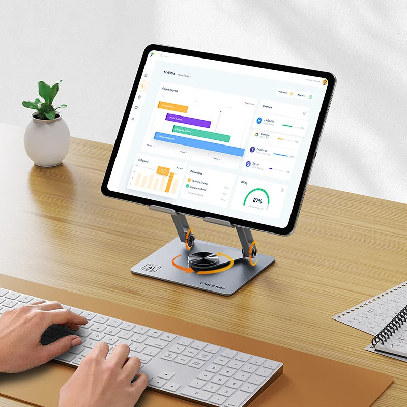 CABLETIME 360° Rotation Tablet Stand for iPad Adjustable Aluminum Foldable Desktop Stand Holder For Ipad Pro/Air/Mini Switch2 1
