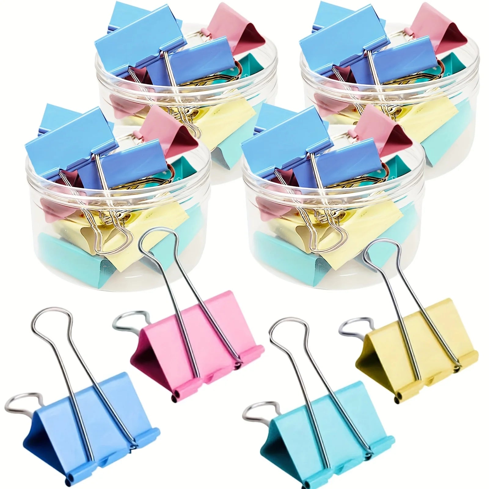 ClipStack 48-Pack Multicolour Metal Binder Clips