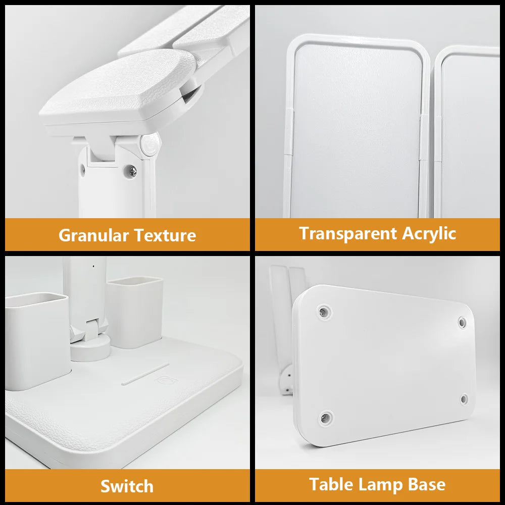 Double Headed Eye Protection Table Lamp LED Rechargeable Dimmable Desk Light Smart Display For Study Reading Bedside Night Light
