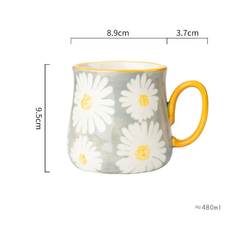 ArtBrew Hand-Drawn Style Ceramic Coffee Mug – 480ml / 16oz