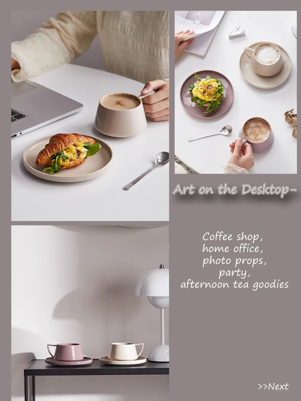 SaucerSip 320ml Ceramic Coffee Cup & Saucer – Elegant Office Tea Set