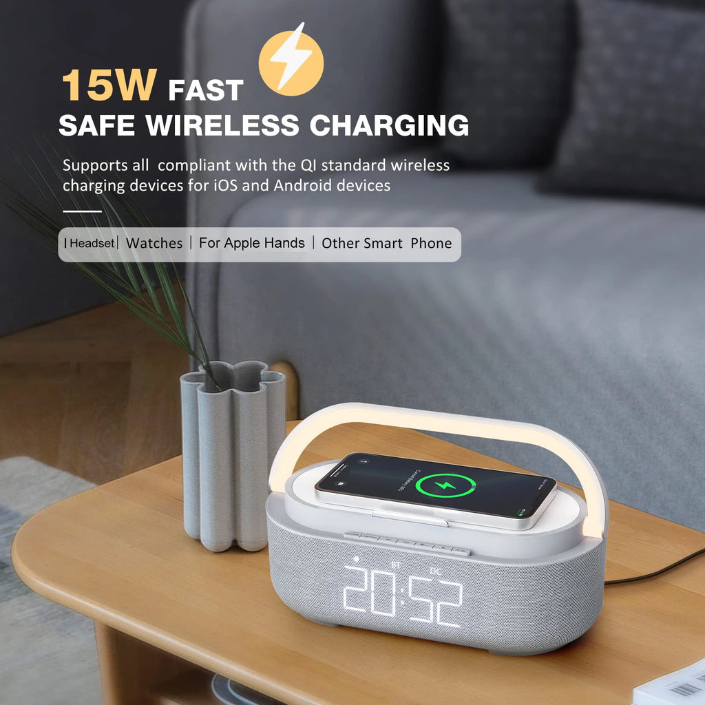 SoundCharge Bluetooth Speaker – Wireless Charger, FM Radio & Dimmable Light