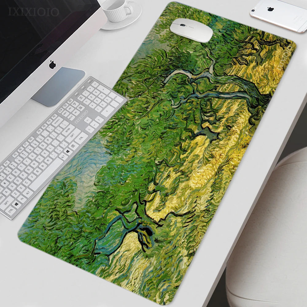Van Gogh Starry Night XL Gaming Mouse Pad – Artistic XXL Desk Mat | HD Printed Non-Slip Soft Rubber Playmat for Office & Gaming Setup