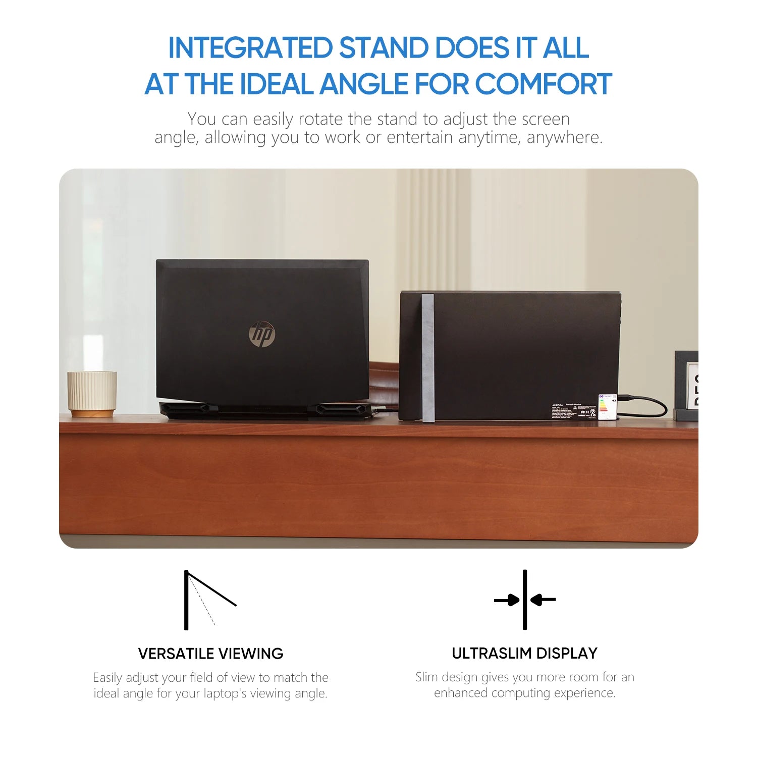 ARZOPA 14" FHD IPS Portable Monitor – USB-C & HDMI Second Screen for Mac, Laptop, PC, Switch & PS