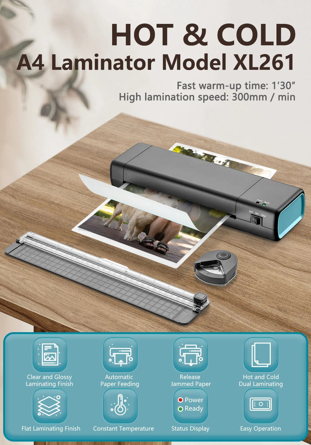 SealPro 9" Hot & Cold Laminator Kit – Fast A4 Laminating Machine with 10 Pouches for Home, School & Office