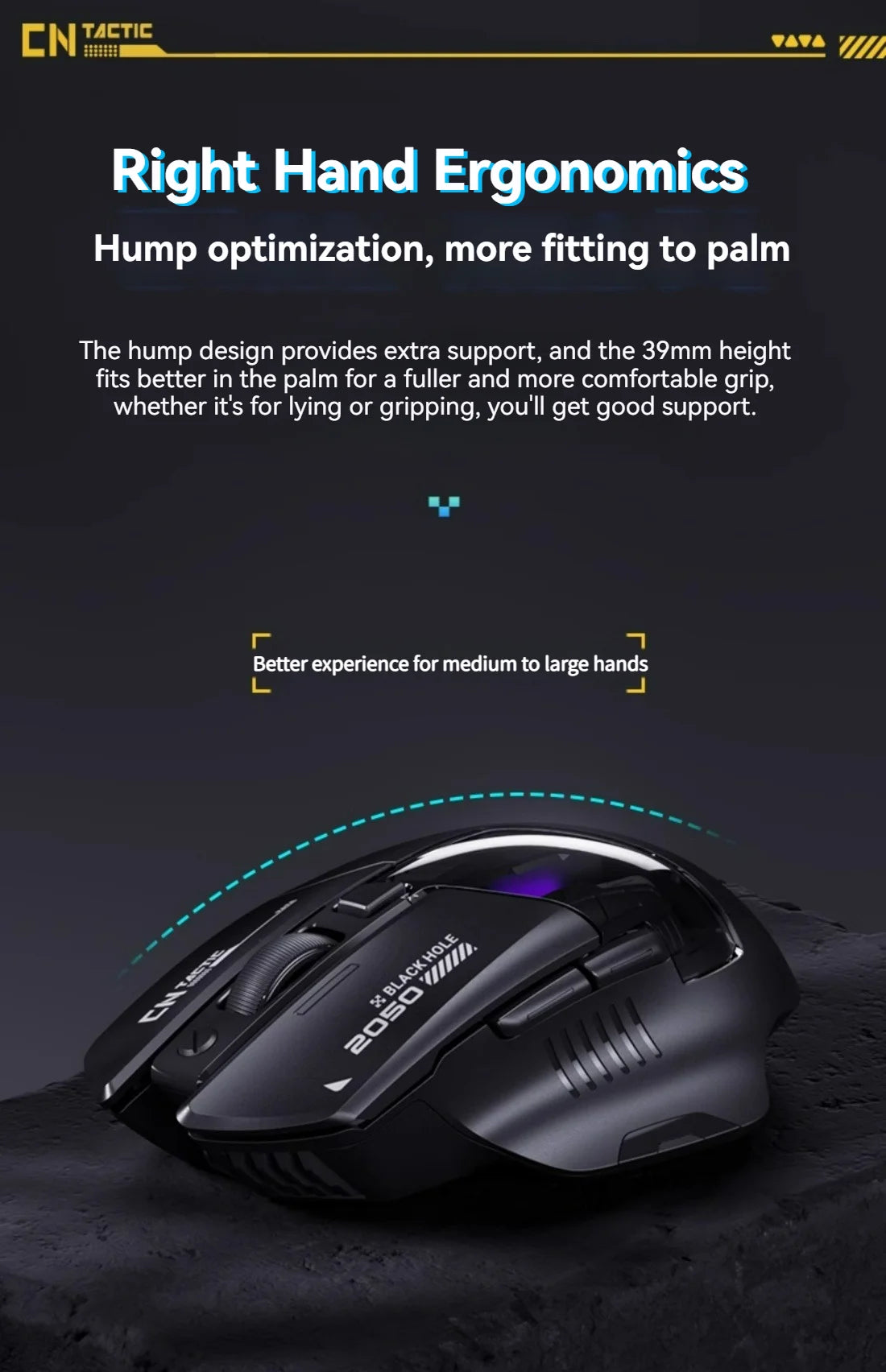 Inphic A9 Pro Tri-Mode Gaming Mouse – 12800 DPI, RGB Light Pillar & Macro Driver