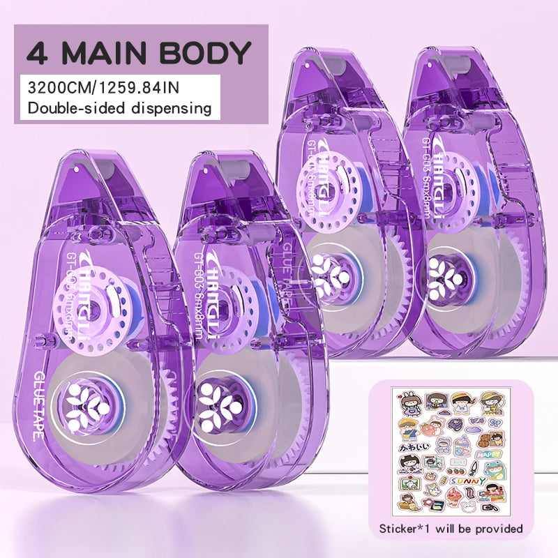 4pieces of portable double-sided transparent tape, suitable for scrapbooks, accounts, office supplies-strong adhesive
