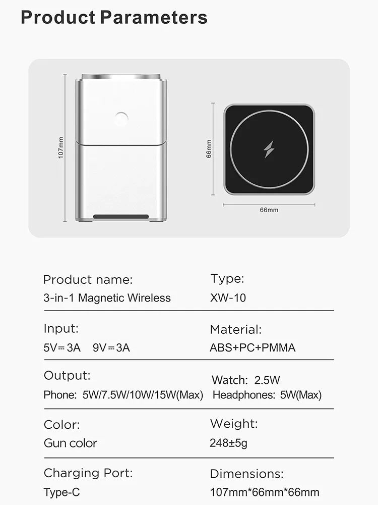 TouchSpin 15W 3-in-1 Touch Rotating Magnetic Wireless Charger – iPhone, Samsung & Xiaomi