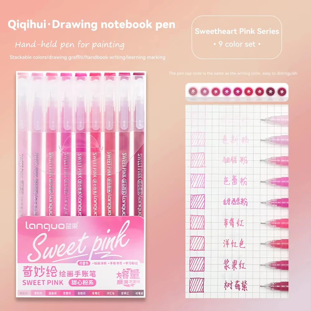 Languo 27-207 Colour Gel Pen & Marker Drawing Set – Student DIY Art Pens