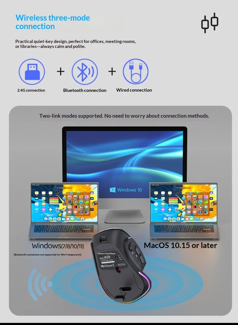 Inphic A9 Pro Three-Mode Gaming Mouse – RGB Light Pillar, 12800 DPI & Macro Driver