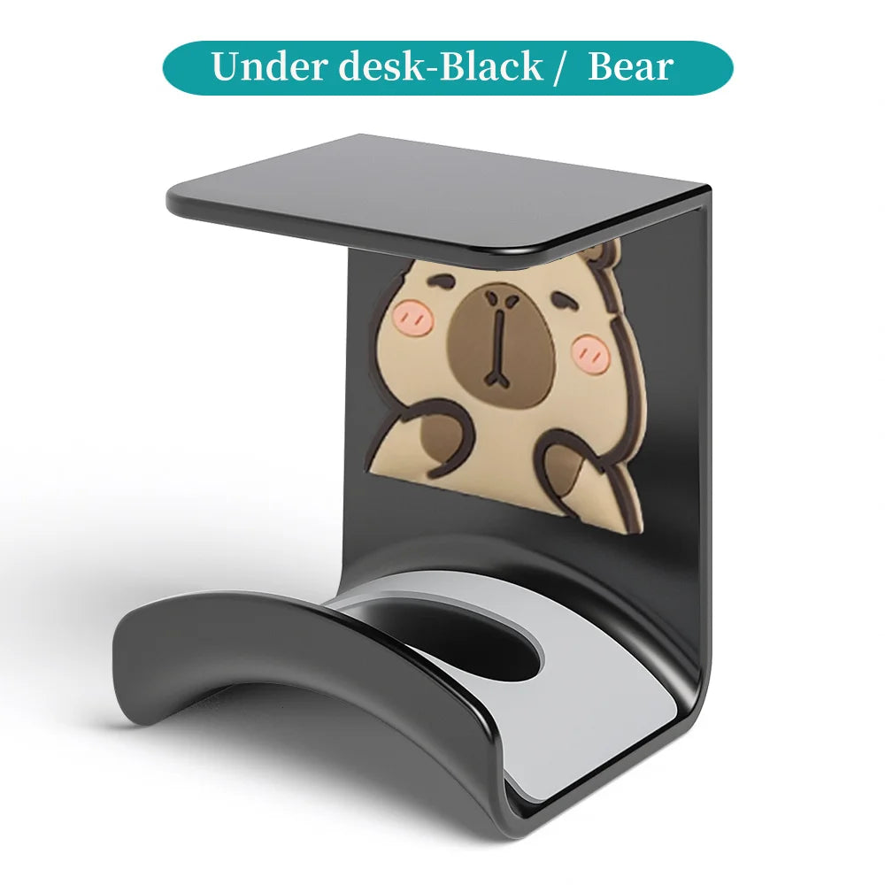 Universal No-Drill Headphone Stand – Under-Desk & Wall-Mount Headset Hanger, Adhesive Plastic Holder for Gaming Headphones, Earbuds & Audio Gear