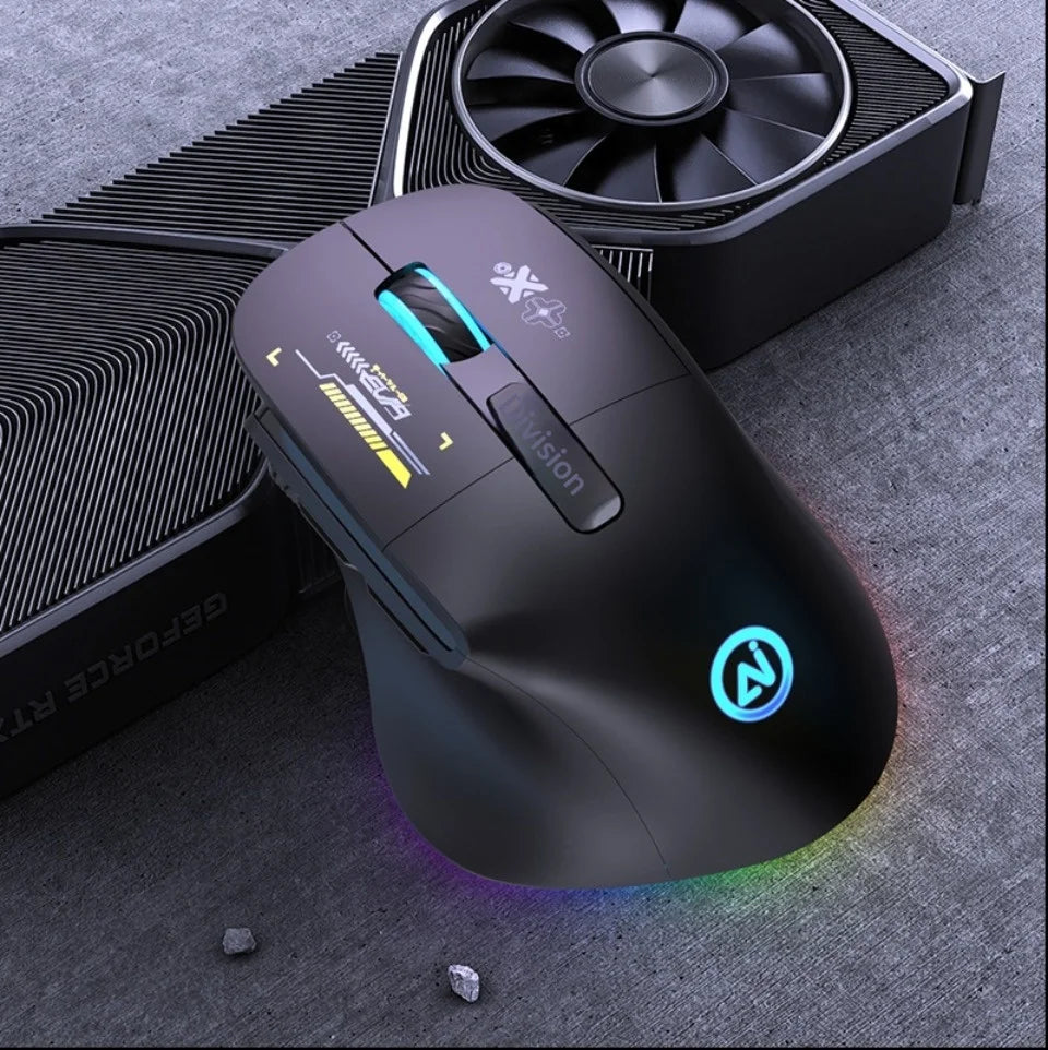 Inphic A9 Pro Three-Mode Gaming Mouse – RGB Light Pillar, 12800 DPI & Macro Driver