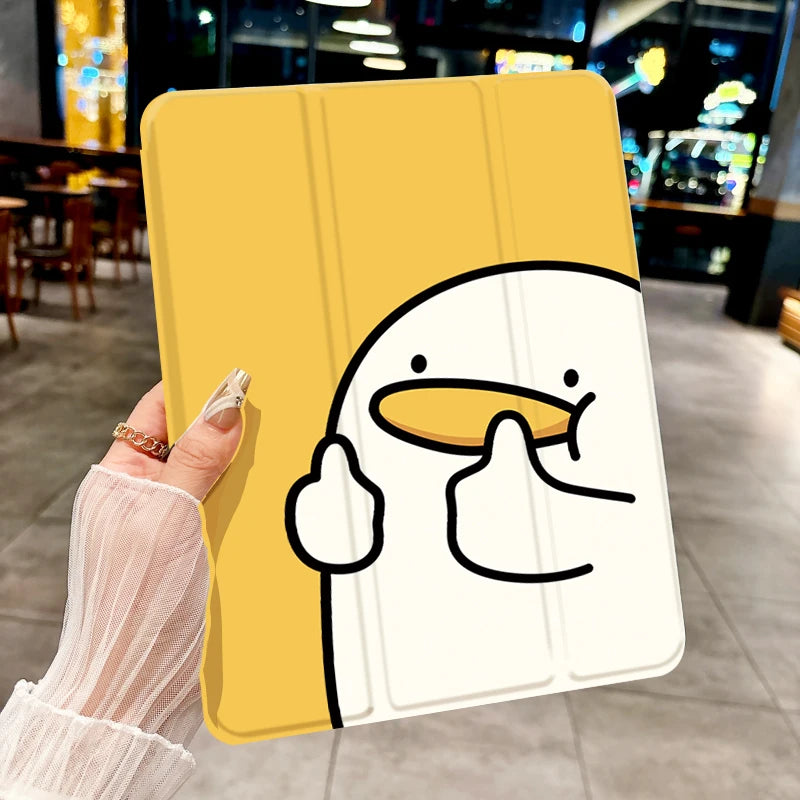 Fun Duck Thumbs-Up iPad Case – Protective TPU Cover for iPad Pro 10/11", Air 3rd–5th Gen, Mini 6