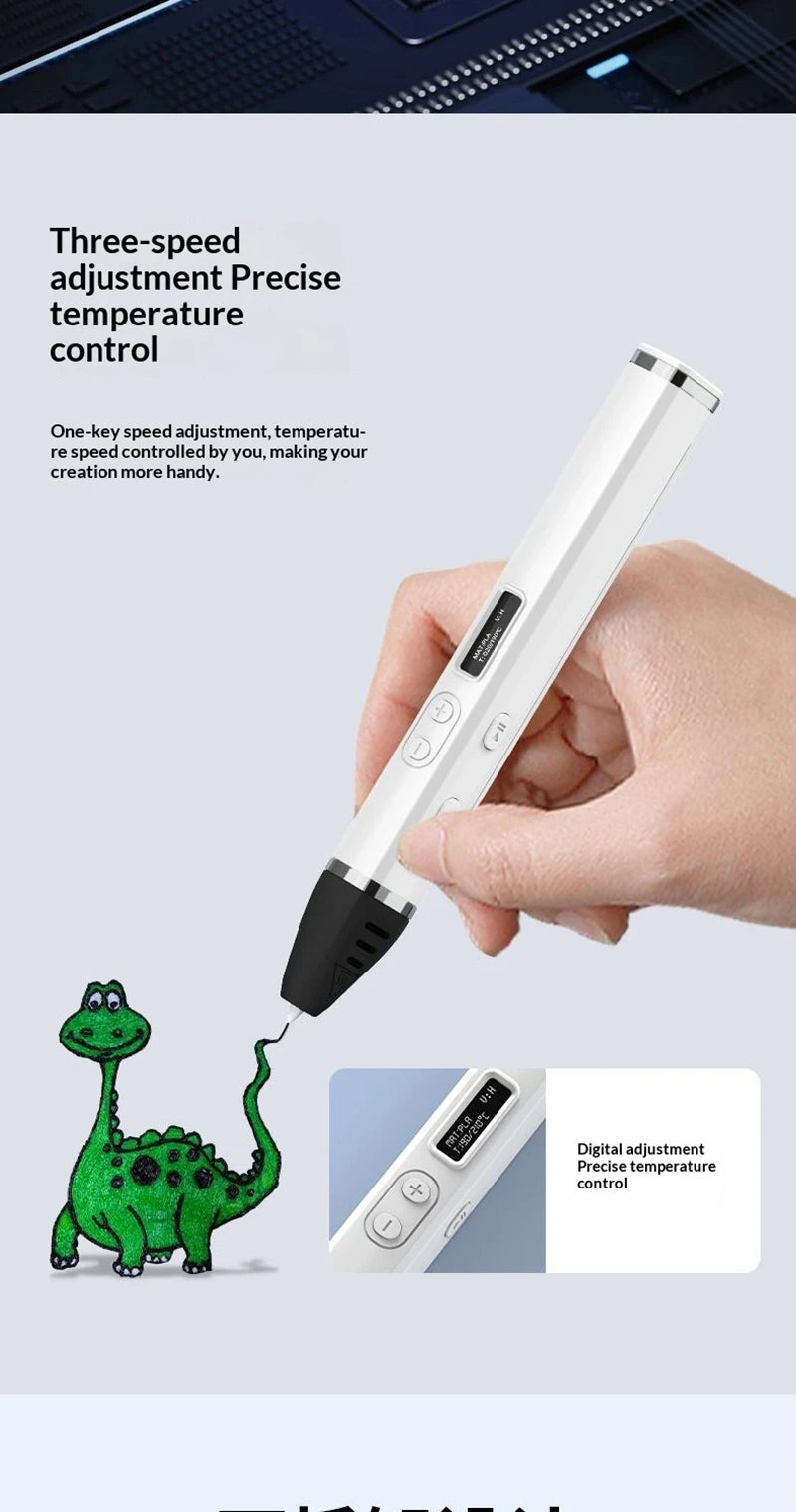 Lenovo 3D Pen – OLED Display, DIY Scribble Pen with PLA Filament