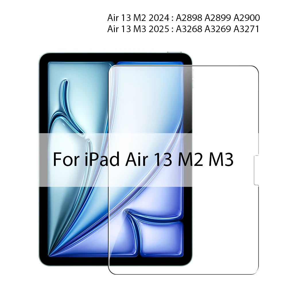 For iPad A16 Pro 13 M5 M4 12.9 10 9 9th 10th Generation Tempered Glass Screen Protector For Ipad Air 11 M2 M3 5 4 Mini 6 7 Film