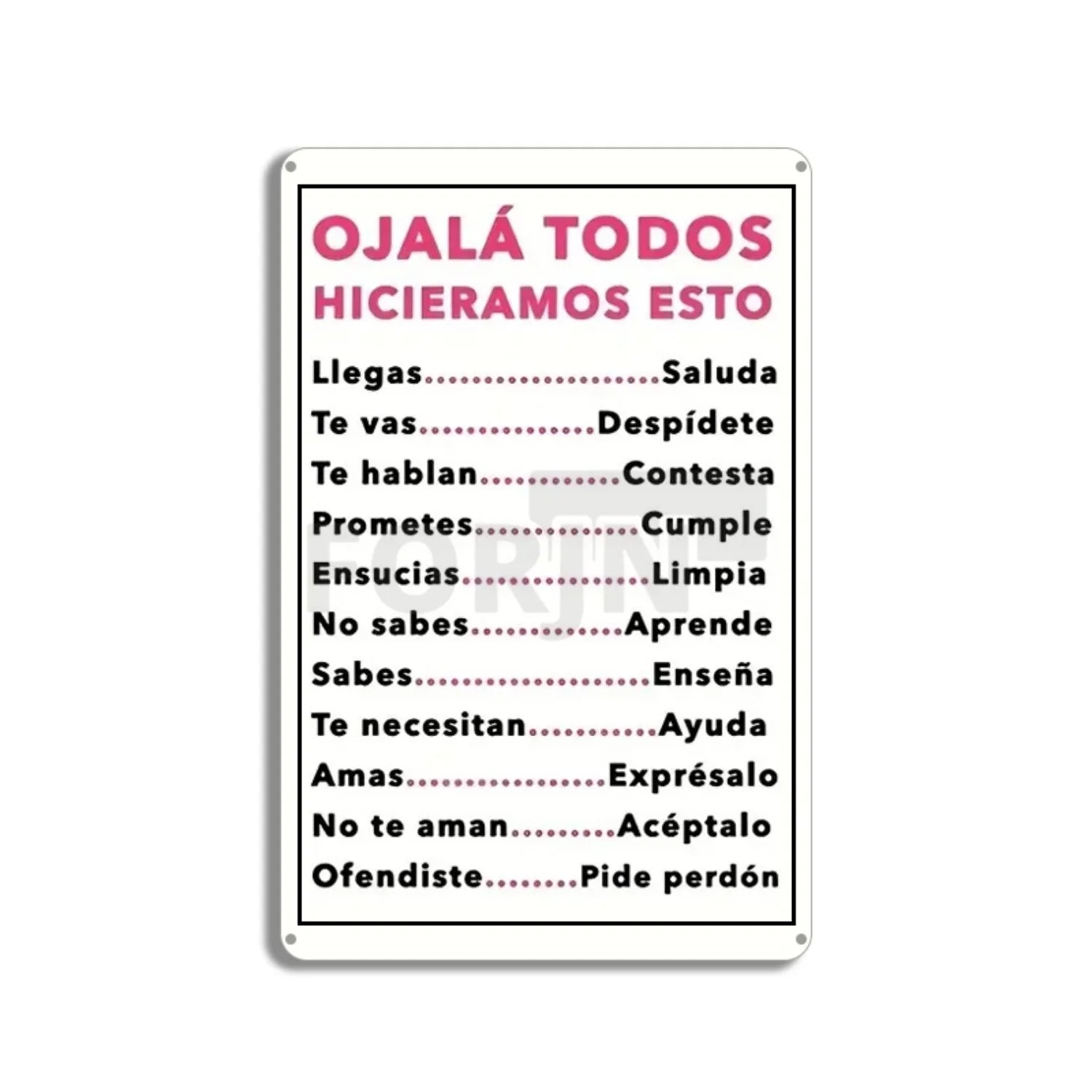Spanish Inspirational Quote Poster,Spain Wall Art Metal Sign,Black and White Minimalist Painting,Gift for Home Room Office Decor