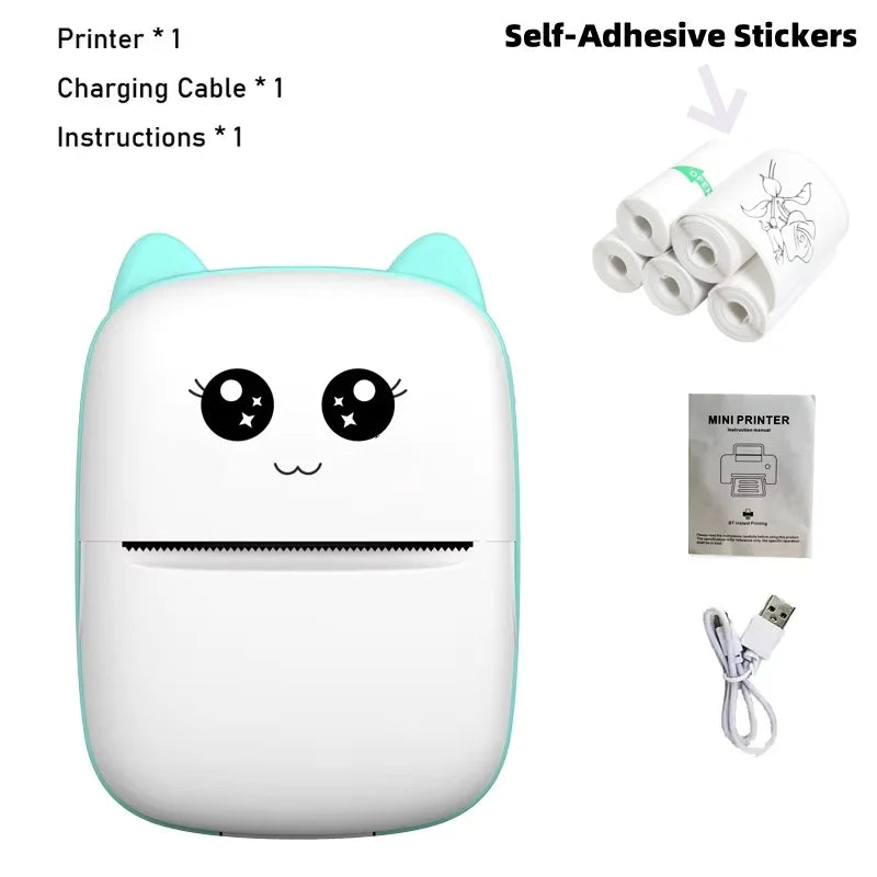 CatPrint Mini Thermal Pocket Printer – 58mm Wireless Bluetooth Photo & Label Printer for Android & iOS