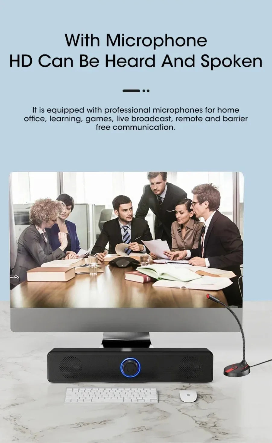 DeskBar USB Powered Soundbar – Bluetooth & Wired for TV, PC, Laptop & Gaming