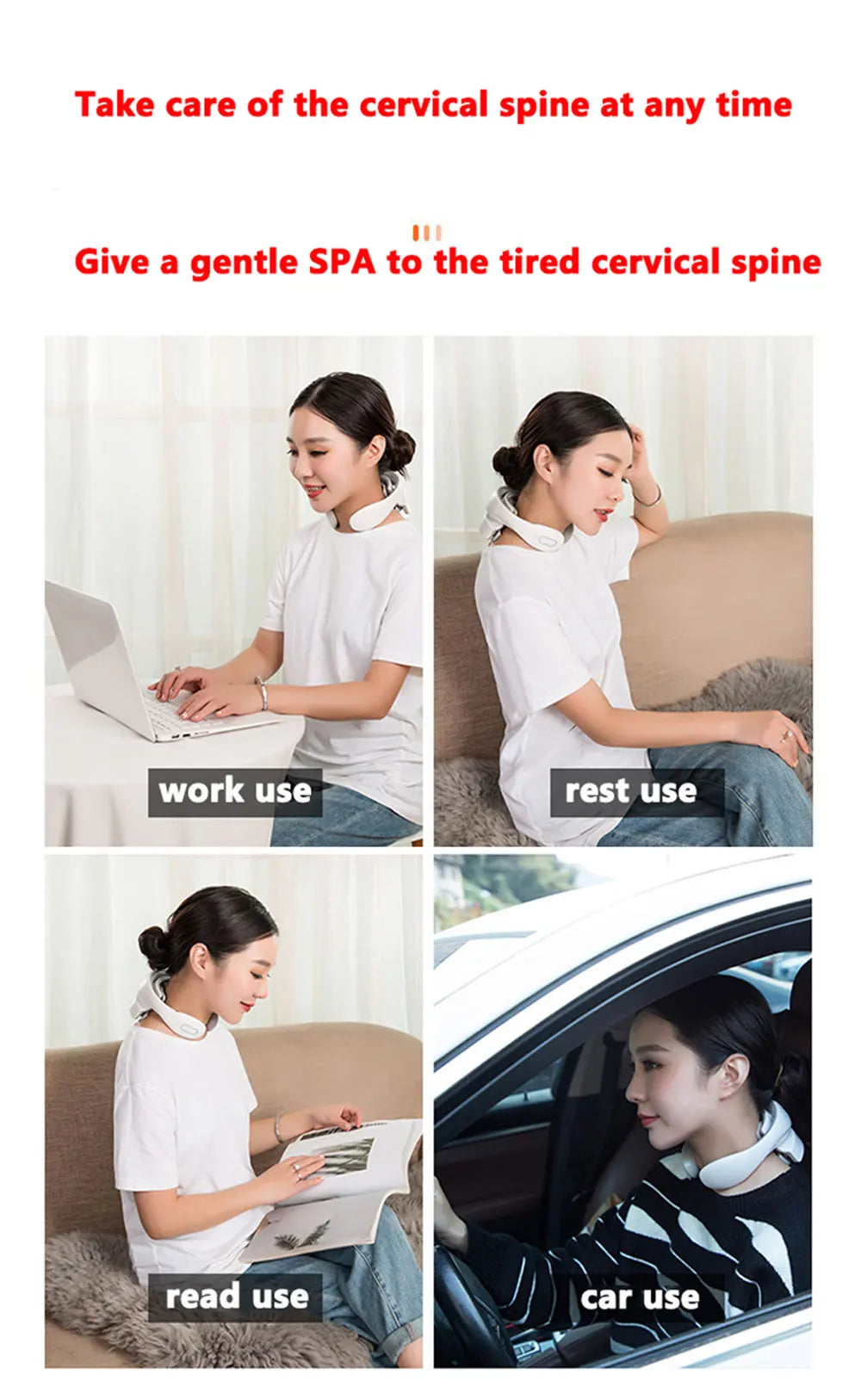 RedLight Smart Neck Massager – Portable Cervical Vibrator with Red Light Therapy