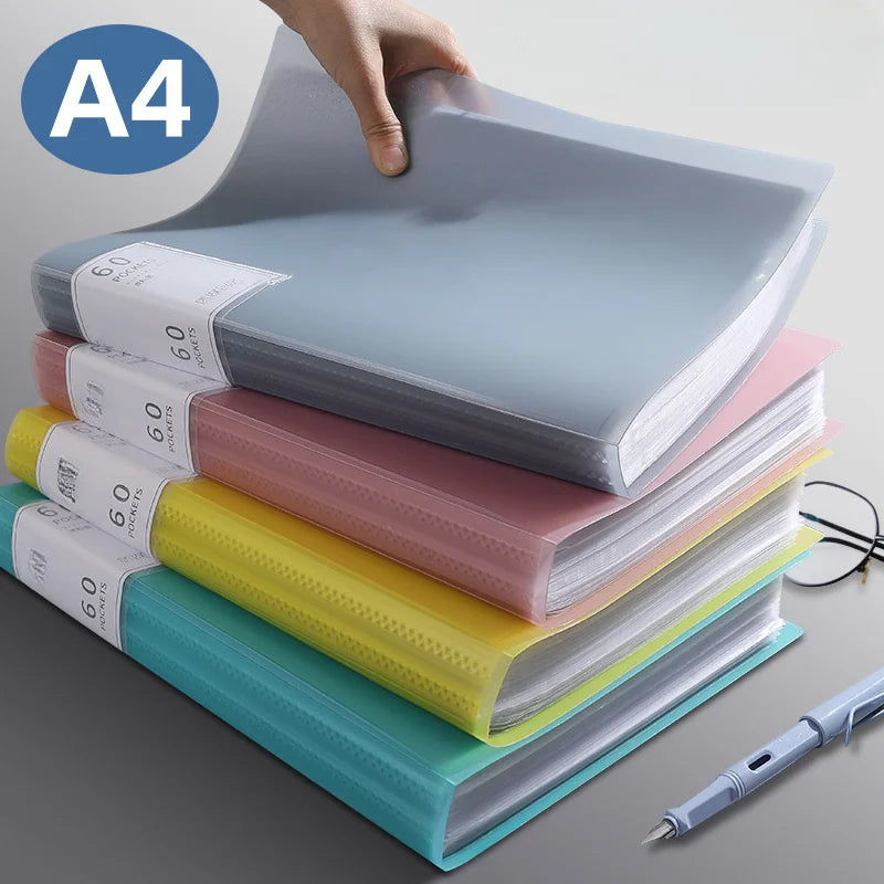 Folder 20/30/40/60/80/100 Inner Pages, Data Book A4 Transparent Insert Folder Album Storage Folder, Large Capacity Office Folder