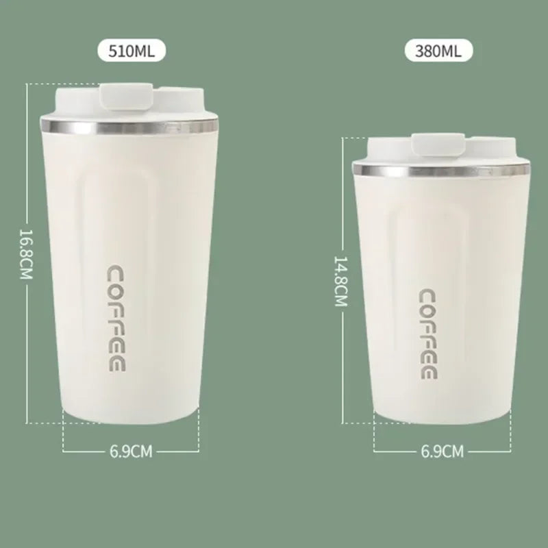 ThermoSip Stainless Steel Insulated Coffee Cup – 380ml / 510ml, Leak-Proof