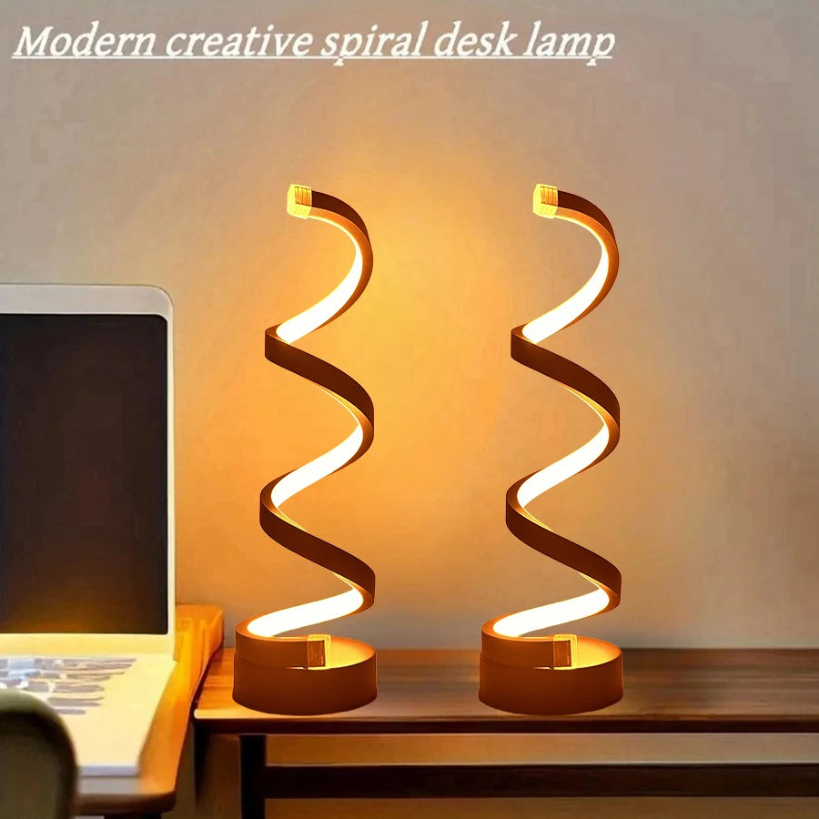 1pcs bedroom bedside lamp - 3-way dimmable touch light USB power supply, modern simple dimmable spiral bedside lamp