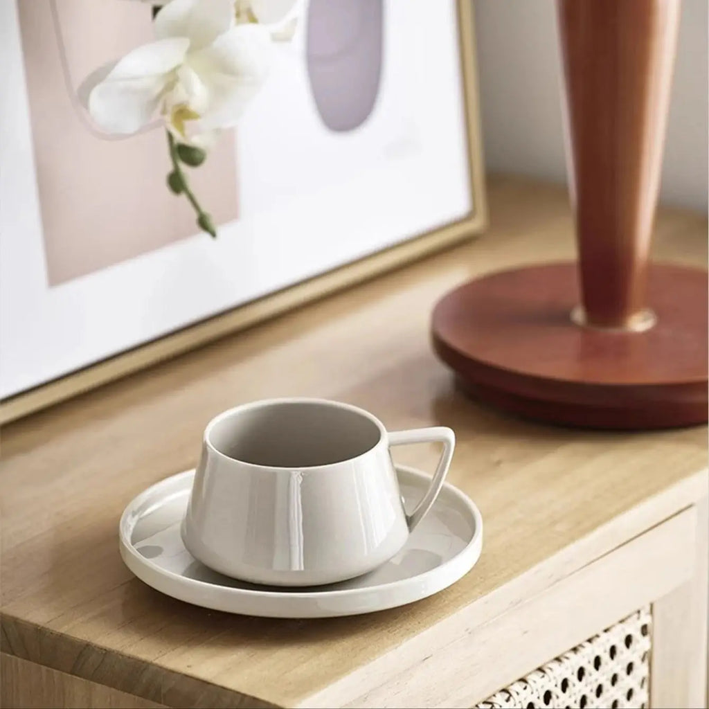 SaucerSip 320ml Ceramic Coffee Cup & Saucer – Elegant Office Tea Set