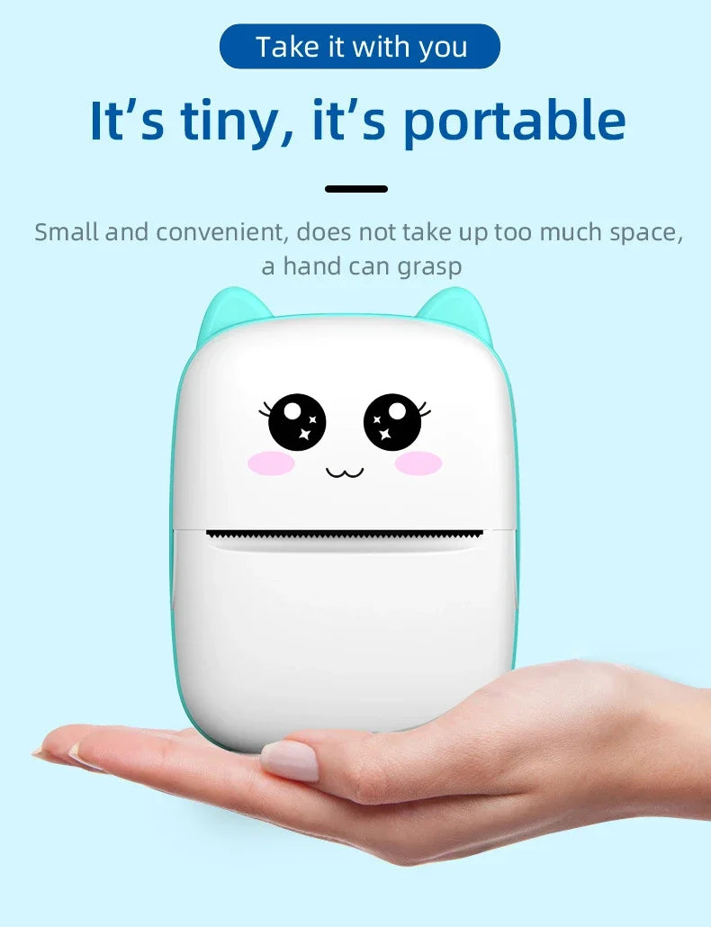 CatPrint Mini Thermal Pocket Printer – 58mm Wireless Bluetooth Photo & Label Printer for Android & iOS
