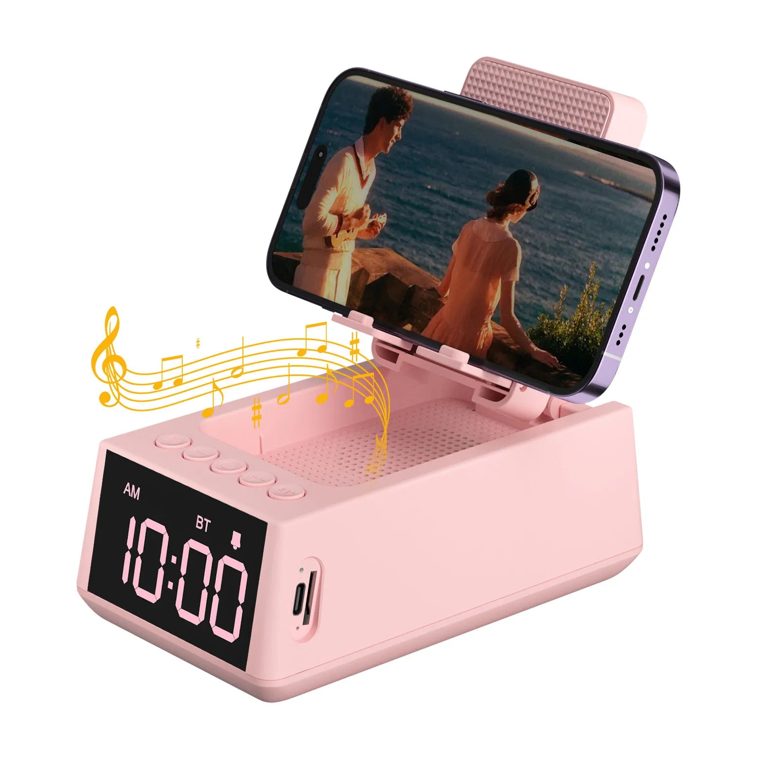 TimeTune Pro – Foldable Bluetooth Speaker with Alarm Clock & Phone Stand