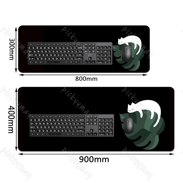 Kawaii Garden XL Desk Mat – Cute Plants & Cat Gaming Mouse Pad (900×400mm)