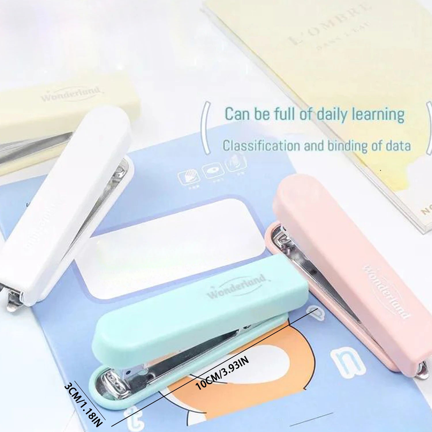 MacaronPress Pastel Thumb-Press Stapler – 10-Page Capacity