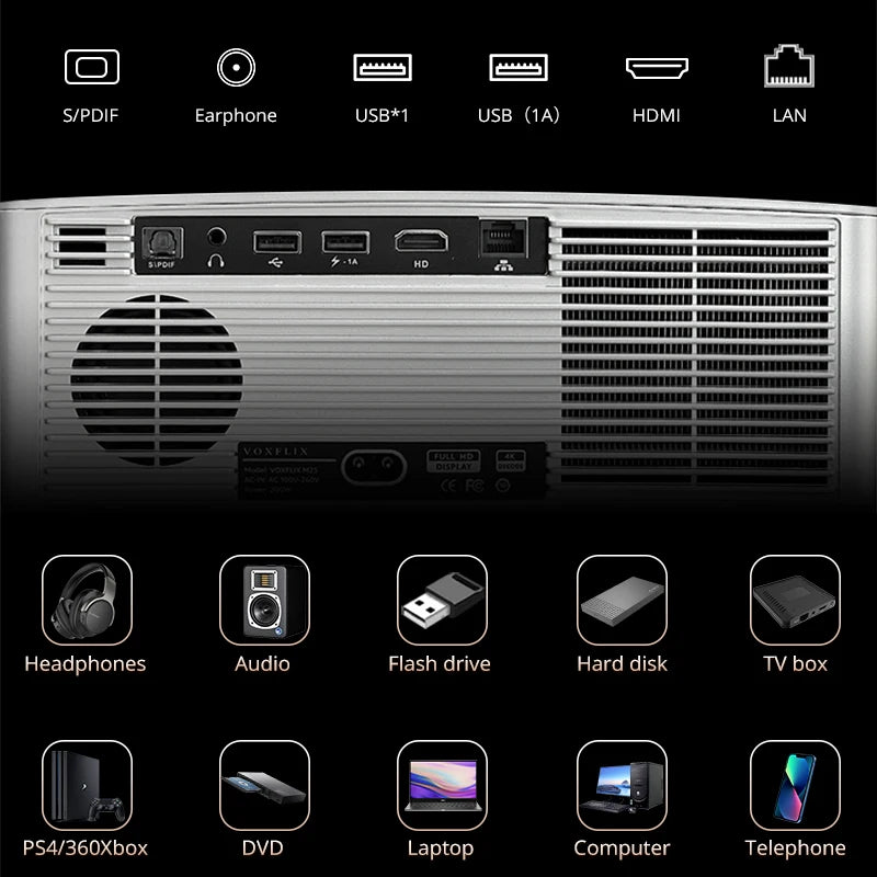 VoxFlix M25 Smart 4K Home Cinema Projector