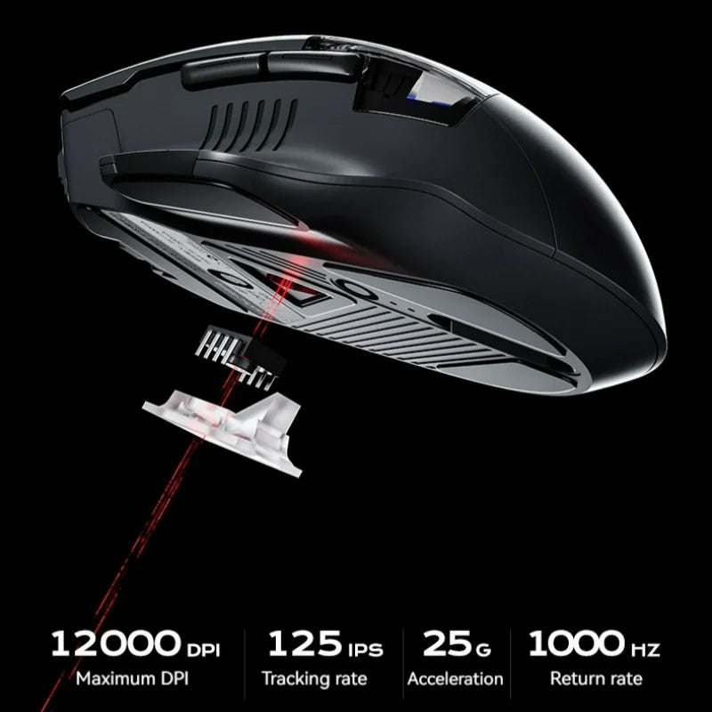 Inphic A9 Pro Tri-Mode Gaming Mouse – 12800 DPI, RGB Light Pillar & Macro Driver