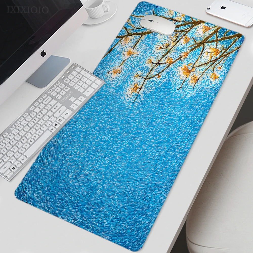 Van Gogh Starry Night XL Gaming Mouse Pad – Artistic XXL Desk Mat | HD Printed Non-Slip Soft Rubber Playmat for Office & Gaming Setup